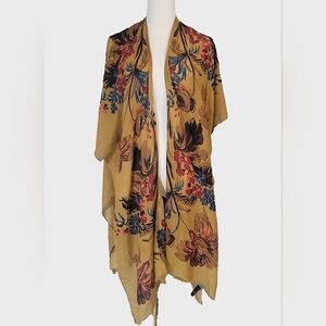 Antropologie Do‎ Everything in Love Floral Kimono - Tan and Multicolor